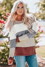 Load image into Gallery viewer, Color Block Drop Shoulder Round Neck Sweater