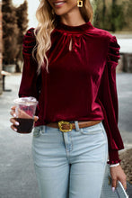 Load image into Gallery viewer, Mock Neck Puff Sleeve Blouse