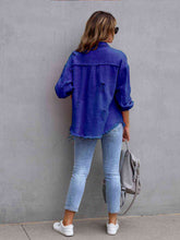 Load image into Gallery viewer, Distressed Drop Shoulder Denim Jacket