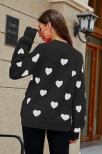 Load image into Gallery viewer, Heart Pattern Lantern Sleeve Round Neck Tunic Sweater