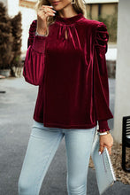 Load image into Gallery viewer, Mock Neck Puff Sleeve Blouse