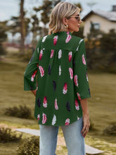 Load image into Gallery viewer, Printed Frill Notched Roll-Tab Sleeve Blouse