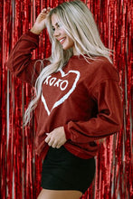 Load image into Gallery viewer, Heart Letter Graphic Round Neck Sweatshirt
