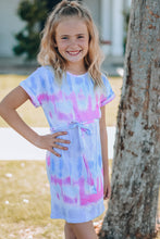 Load image into Gallery viewer, Girls Tie-Dye Belted T-Shirt Dress