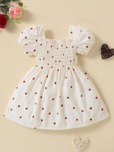 Load image into Gallery viewer, Baby Girl Heart Print Square Neck Dress