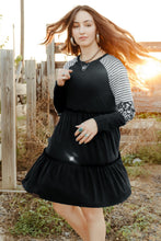 Load image into Gallery viewer, Mixed Print Frill Trim Long Sleeve Dress
