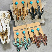 Load image into Gallery viewer, Turquoise Cactus Earrings