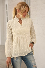 Load image into Gallery viewer, Swiss Dot Frilled Notched Neck Blouse