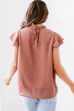 Load image into Gallery viewer, Polka Dot Smocked Flutter Sleeve Blouse