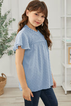 Load image into Gallery viewer, Girls Swiss Dot Smocked Flutter Sleeve Blouse
