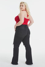 Load image into Gallery viewer, BAYEAS Full Size High Waist Distressed Raw Hem Flare Jeans