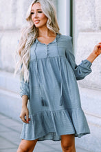 Load image into Gallery viewer, Half Button Ruffle Hem Babydoll Dress