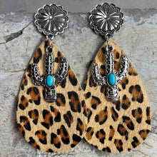 Load image into Gallery viewer, Turquoise Cactus Dangle Earrings