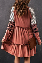 Load image into Gallery viewer, Mixed Print Frill Trim Long Sleeve Dress