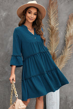 Load image into Gallery viewer, Frill Trim Three-Quarter Flare Sleeve Dress