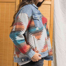Load image into Gallery viewer, Printed Button Down Denim Shacket
