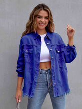 Load image into Gallery viewer, Distressed Drop Shoulder Denim Jacket