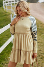Load image into Gallery viewer, Mixed Print Frill Trim Long Sleeve Dress