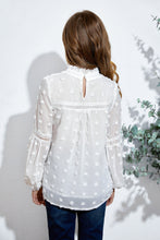 Load image into Gallery viewer, Girls Swiss Dot Spliced Lace Notched Blouse