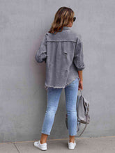 Load image into Gallery viewer, Distressed Drop Shoulder Denim Jacket