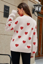 Load image into Gallery viewer, Heart Pattern Lantern Sleeve Round Neck Tunic Sweater