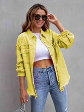 Load image into Gallery viewer, Distressed Drop Shoulder Denim Jacket