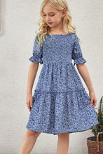 Load image into Gallery viewer, Girls Printed Smocked Flounce Sleeve Dress