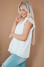 Load image into Gallery viewer, Eyelet Tassel Tie Flutter Sleeve Top
