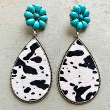 Load image into Gallery viewer, Turquoise Flower Teardrop Earrings