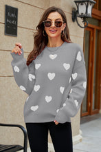 Load image into Gallery viewer, Heart Pattern Lantern Sleeve Round Neck Tunic Sweater