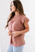 Load image into Gallery viewer, Polka Dot Smocked Flutter Sleeve Blouse