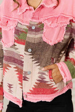 Load image into Gallery viewer, Geometric Raw Hem Denim Jacket