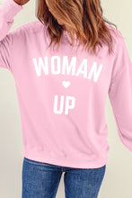 Load image into Gallery viewer, WOMAN UP Graphic Drop Shoulder Sweatshirt