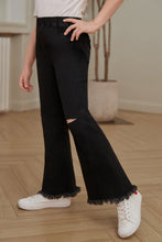 Load image into Gallery viewer, Girls Distressed Frayed Trim Flare Jeans