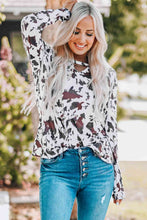 Load image into Gallery viewer, Cow Print Keyhole Long Sleeve Top