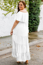 Load image into Gallery viewer, Plus Size Swiss Dot Off-Shoulder Tiered Dress