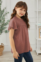 Load image into Gallery viewer, Girls Swiss Dot Smocked Flutter Sleeve Blouse