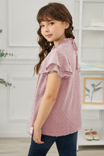 Load image into Gallery viewer, Girls Swiss Dot Smocked Flutter Sleeve Blouse