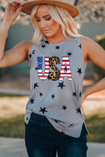 Load image into Gallery viewer, USA Star Print Tank with Slits