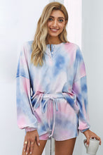 Load image into Gallery viewer, Quarter-Button Top and Drawstring Shorts Loungewear Set