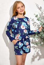 Load image into Gallery viewer, Girls Floral Long Sleeve Top and Shorts Set