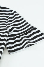 Load image into Gallery viewer, Striped Tie-Waist Frill Trim V-Neck Dress