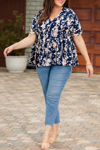Load image into Gallery viewer, Floral V-Neck Tied Babydoll Blouse