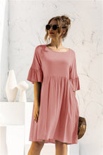 Load image into Gallery viewer, Boat Neck Flounce Sleeve Knee-Length Dress