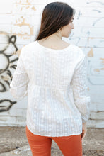 Load image into Gallery viewer, Tassel Tie Eyelet Babydoll Blouse