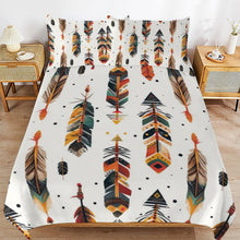 Load image into Gallery viewer, Boho Feather Print 3-Piece Bedding Set (1 Duvet Cover + 2 Pillow Shams) – 102"×90"
