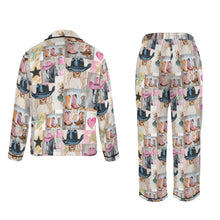 Load image into Gallery viewer, Danilo Painted Cowgirl Western Satin Long Pajama Set
