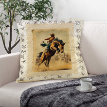 Load image into Gallery viewer, Baha Ranch Vintage Rodeo Stamp Throw Pillow Made in America
