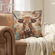 Load image into Gallery viewer, Baha Ranch Velvety Soft Painted Bull Pillow Cover Made in America
