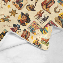 Load image into Gallery viewer, Baha Ranch Vintage Cowboy Collage Ultra-Soft Micro Fleece Blanket 60" x 80" Made in America

